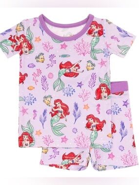 Little Sleepies Purple Ariel Kids Pajamas Shorts and Short Sleeve 2-Piece Set